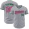 Custom Gray Pink-Green Authentic Baseball Jersey