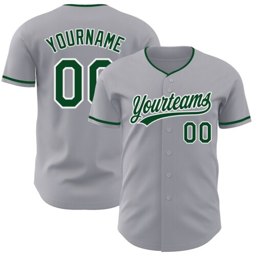 Gray1244 Custom Gray Green-White Authentic Baseball Jersey