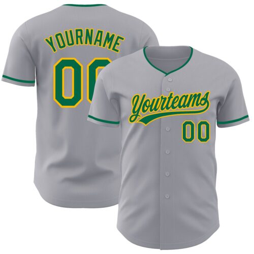 Gray1246 Custom Gray Kelly Green-Gold Authentic Baseball Jersey