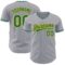 Custom Gray Kelly Green-Gold Authentic Baseball Jersey