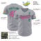 Custom Gray Pink-Kelly Green Authentic Baseball Jersey