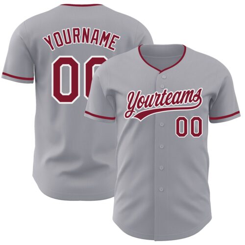 Gray1249 Custom Gray Crimson-White Authentic Baseball Jersey