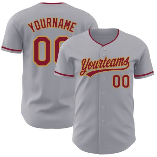 Gray1251 Custom Gray Crimson-Old Gold Authentic Baseball Jersey