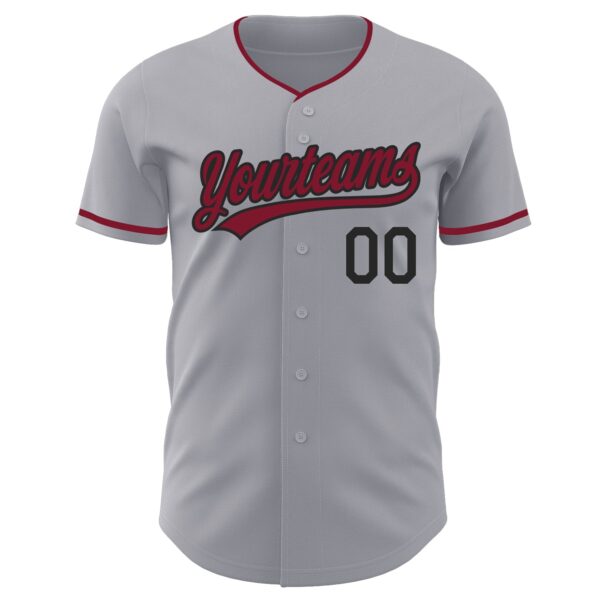 Custom Gray Crimson-Black Authentic Baseball Jersey