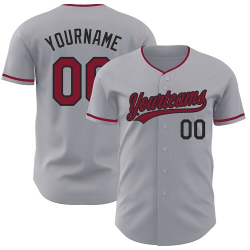 Gray1252 Custom Gray Crimson-Black Authentic Baseball Jersey
