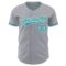 Custom Gray Teal-White Authentic Baseball Jersey