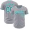 Custom Gray Teal-White Authentic Baseball Jersey