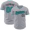 Custom Gray Teal-Black Authentic Baseball Jersey