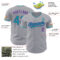 Custom Gray Teal-Purple Authentic Baseball Jersey