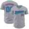 Custom Gray Teal-Purple Authentic Baseball Jersey