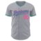 Custom Gray Teal-Pink Authentic Baseball Jersey