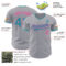 Custom Gray Teal-Pink Authentic Baseball Jersey