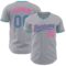 Custom Gray Teal-Pink Authentic Baseball Jersey