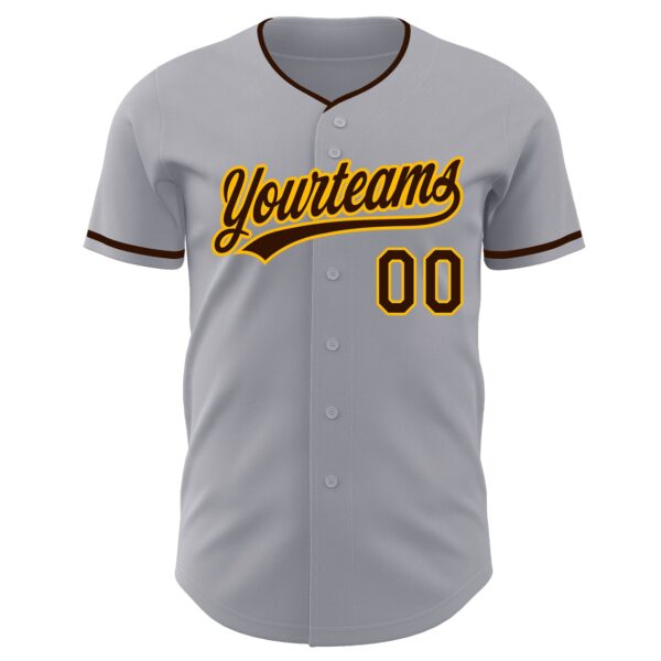 Custom Gray Brown-Gold Authentic Baseball Jersey