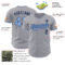 Custom Gray Light Blue Navy-White Authentic Baseball Jersey