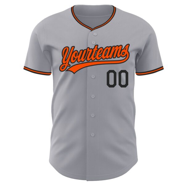 Custom Gray Orange-Black Authentic Baseball Jersey