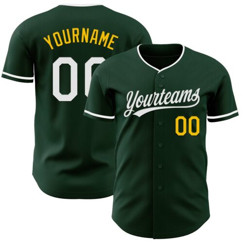 Green0442_42b2f86d-a925-4542-b8a8-67afdd99db3f Custom Green White-Yellow Authentic Baseball Jersey