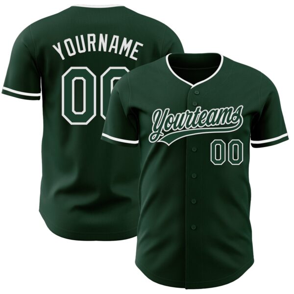 Custom Green White Authentic Baseball Jersey