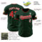 Custom Green Red-White Authentic Baseball Jersey