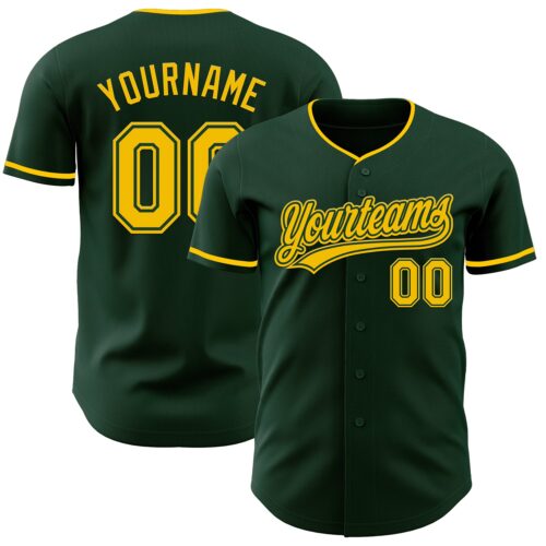 Green0445_69824af8-6bc5-42c6-9d3b-99510f2c6305 Custom Green Yellow Authentic Baseball Jersey