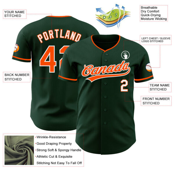 Custom Green Orange-White Authentic Baseball Jersey