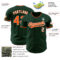 Custom Green Orange-White Authentic Baseball Jersey