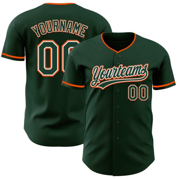 Custom Green White-Orange Authentic Baseball Jersey