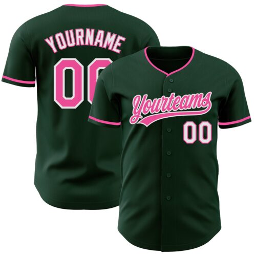 Green0450_025d8414-ed1a-4327-9496-fbc4afb964c6 Custom Green Pink-White Authentic Baseball Jersey