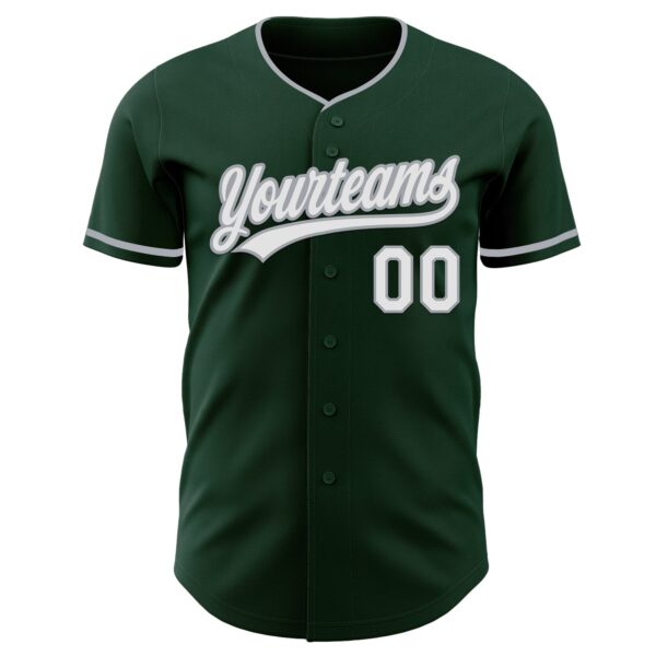 Custom Green White-Gray Authentic Baseball Jersey