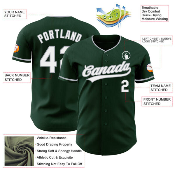 Custom Green White-Gray Authentic Baseball Jersey