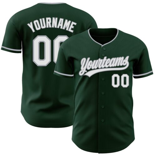 Custom Green White-Gray Authentic Baseball Jersey