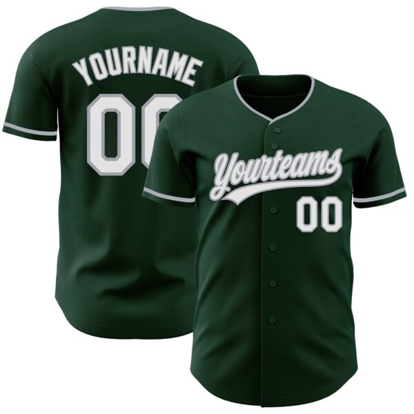 Custom Green White-Gray Authentic Baseball Jersey