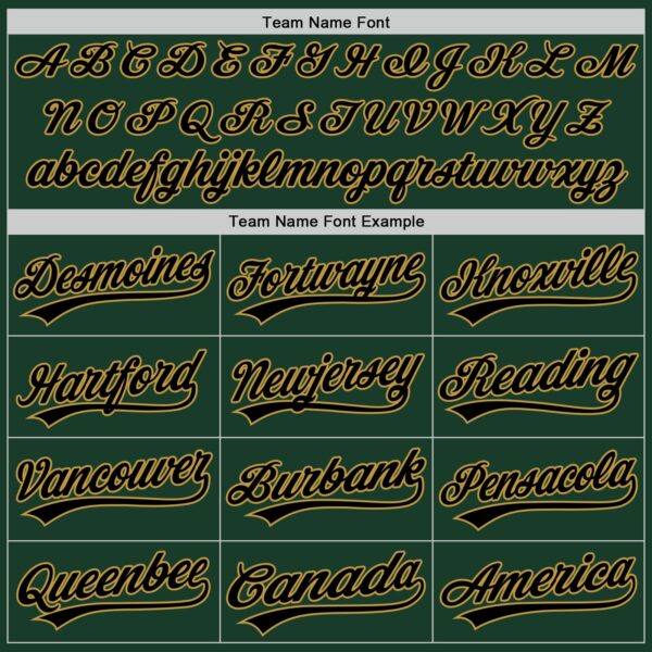 Custom Green Black-Old Gold Authentic Baseball Jersey
