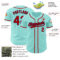 Custom Ice Blue Red-Navy Authentic Baseball Jersey