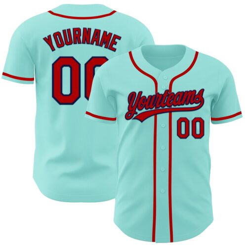 IceBlue0002 Custom Ice Blue Red-Navy Authentic Baseball Jersey