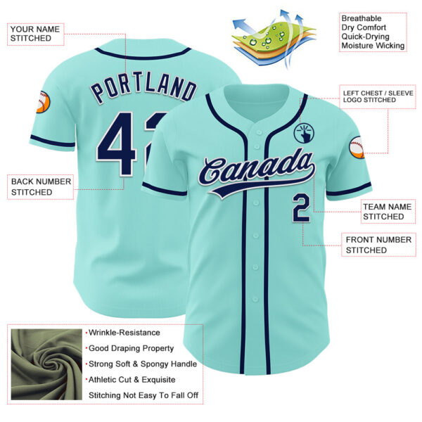 Custom Ice Blue Navy-White Authentic Baseball Jersey
