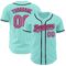 Custom Ice Blue Pink-Black Authentic Baseball Jersey