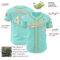 Custom Ice Blue White-Old Gold Authentic Baseball Jersey