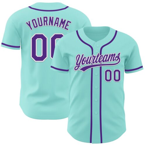 IceBlue0011 Custom Ice Blue Purple-White Authentic Baseball Jersey
