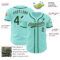 Custom Ice Blue Green-White Authentic Baseball Jersey