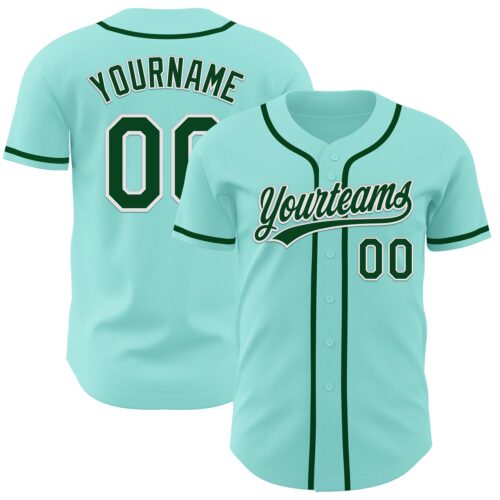 IceBlue0012 Custom Ice Blue Green-White Authentic Baseball Jersey