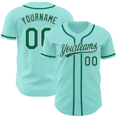IceBlue0013 Custom Ice Blue Kelly Green-White Authentic Baseball Jersey
