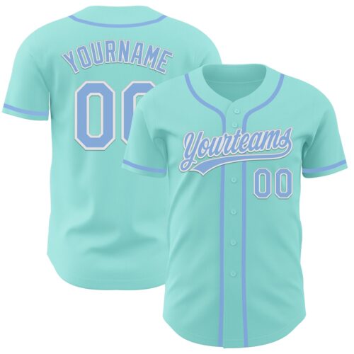 IceBlue0014 Custom Ice Blue Light Blue-White Authentic Baseball Jersey