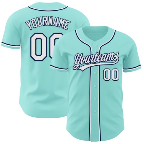 IceBlue0018 Custom Ice Blue White-Navy Authentic Baseball Jersey