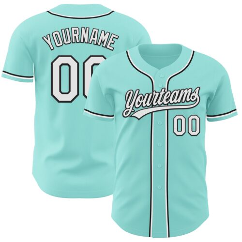 IceBlue0019 Custom Ice Blue White-Black Authentic Baseball Jersey