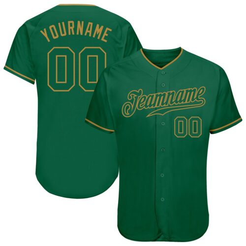 KellyGreen0085 Custom Kelly Green Kelly Green-Old Gold Authentic Baseball Jersey
