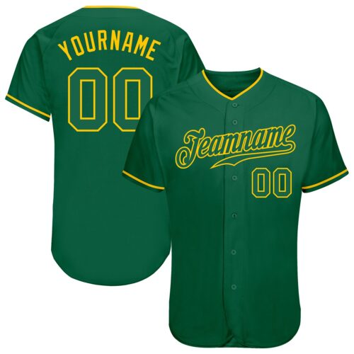 KellyGreen0086 Custom Kelly Green Kelly Green-Gold Authentic Baseball Jersey