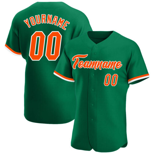 KellyGreen0216 Custom Kelly Green Orange-White Authentic Baseball Jersey