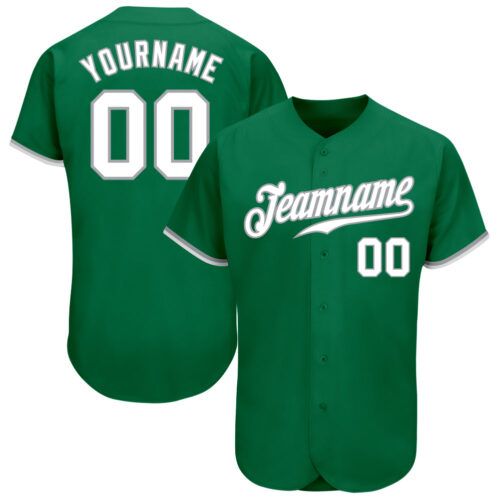 KellyGreen0237 Custom Kelly Green White-Gray Authentic Baseball Jersey