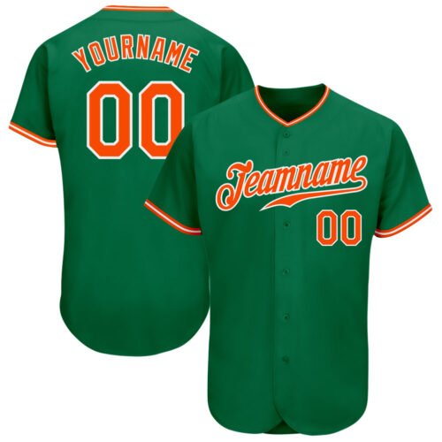 KellyGreen0269 Custom Kelly Green Orange-White Authentic Baseball Jersey